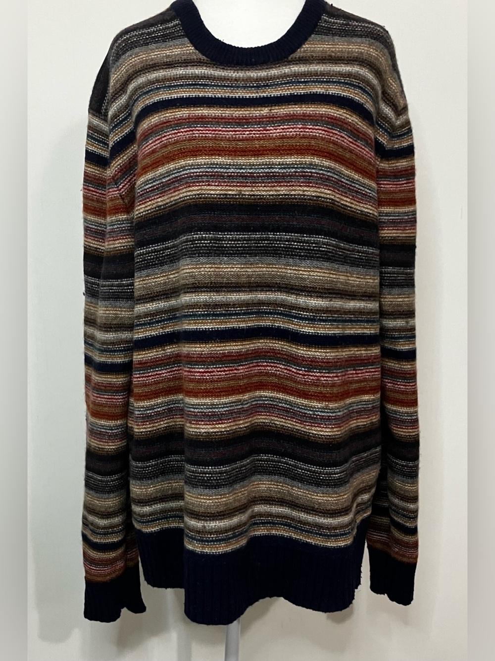 GAP Striped Crewneck Sweater in Navy, Brown, Rust and Cream